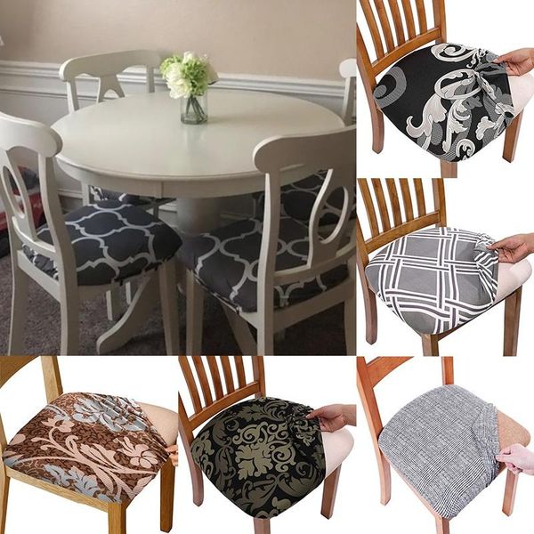 

removable elastic dining chair seat protector cover printed stretch kitchen slipcover restaurant covers