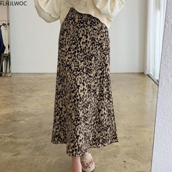 

fashion womens korean casual a line leopard printed high waist skirts o1226, Black