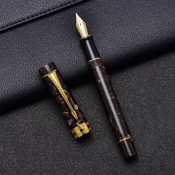 

fountain pens jinhao 100a resin pen brown marble ink arrow clip iridium ef/f/m/bent nib with converter for business office school