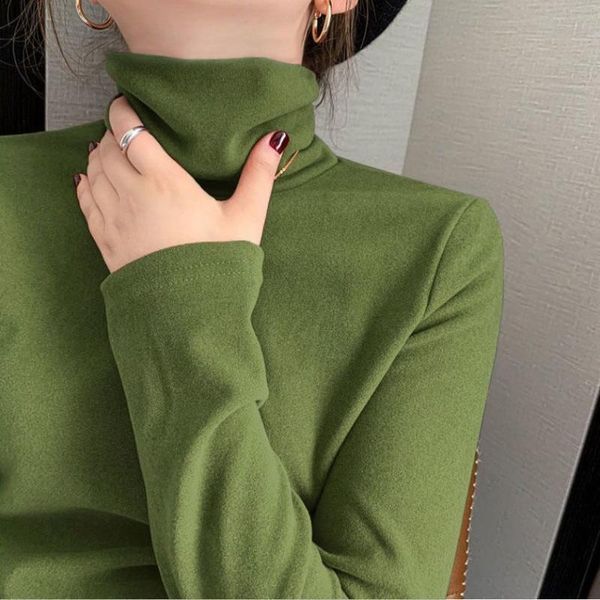 

women's sweaters net red autumn and winter thick inner pile collar double-sided sanding heating german velvet high bottoming, White;black