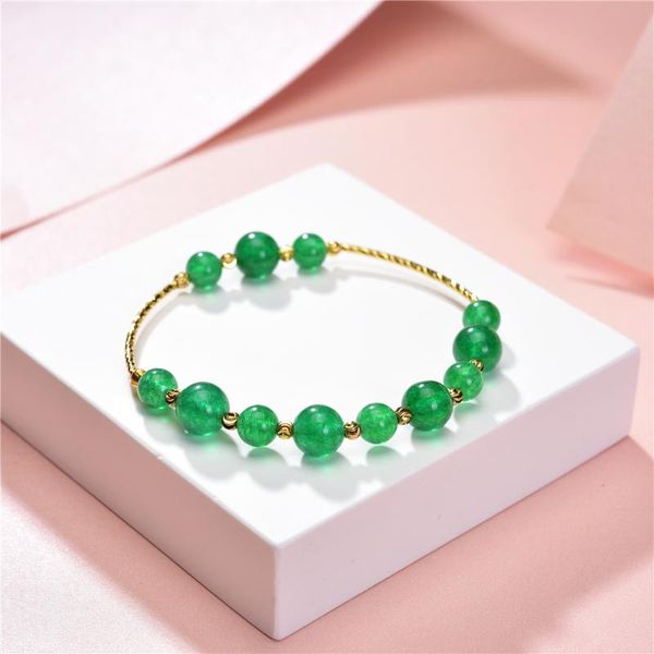 

handmade strecth bracelet wristband jewelry for women natural stone beaded bracelets lucky yoga friend gifts bangles 19cm b383 charm, Golden;silver