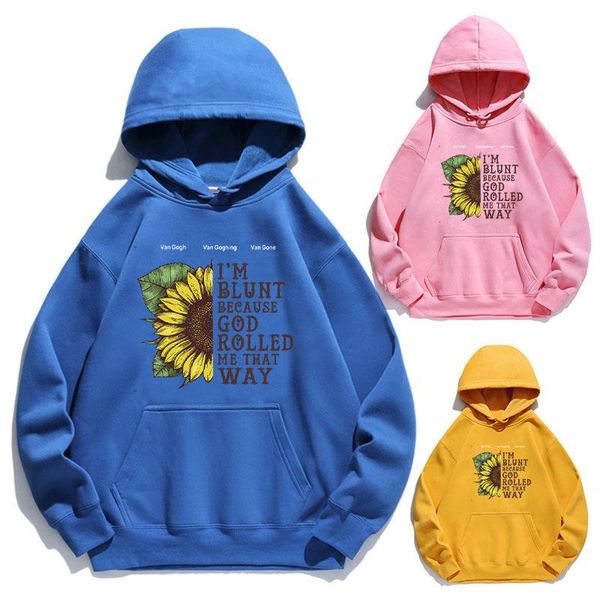 

women's hoodies & sweatshirts women hoodie sunflower letter printed fleece long sleeve loose sweatshirt with hat girls pullovers winter, Black