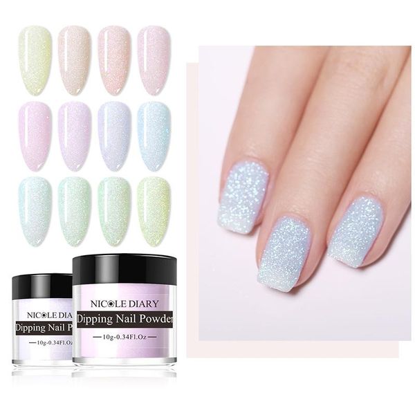 

nail glitter 10g colorful acrylic powder natural dry art decoration set, Silver;gold