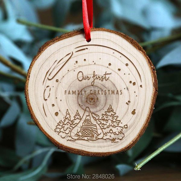 

christmas decorations custom wooden slice our first family ornament,personalized engraved ornament,custom starry sky ornament ball