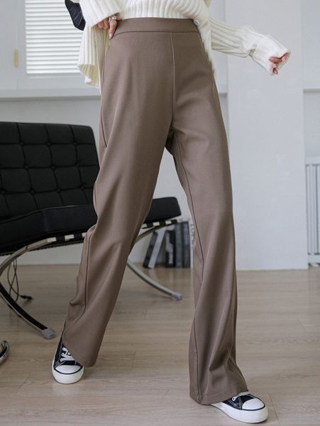 

dazy solid high waist pants h39e#, Black;white