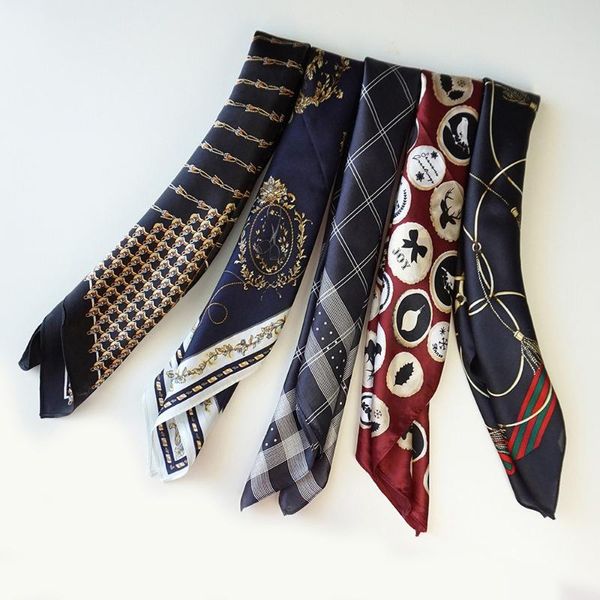 

scarves silk scarf men's fashionable small square thin sunscreen temperament all-match shirt collar, Blue;gray
