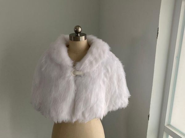 

wraps & jackets faux fur cape shawl winter warm shrugs woman party stoles wedding bolero bridal bridesmaids, White
