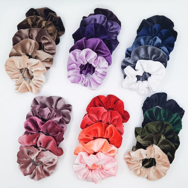 

hair accessories 5pcs/set velvet scrunchies elastic rubber bands women girls soft solid headbands ponytail holder rope tie