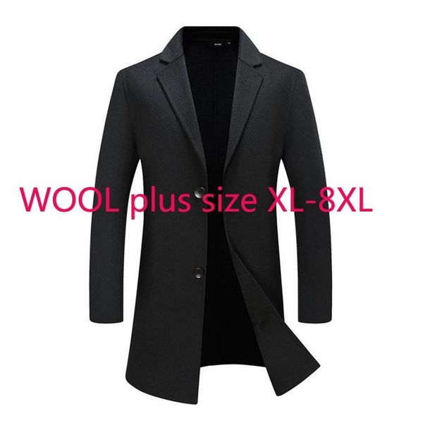 

men's wool & blends arrival fashion super large woolen coat men long double sided tweed suit thick casual plus size  2xl 3xl 4xl 5xl, Black