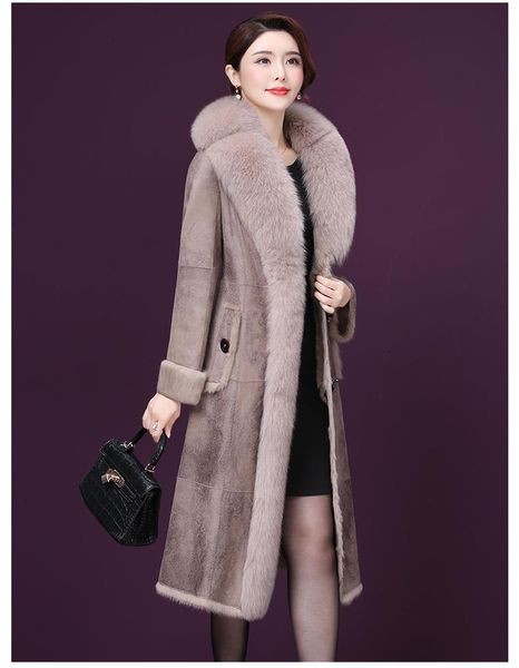 

women's fur & faux arlenesain shearling coat with tone-on-tone cuffs and large shawl neck, Black