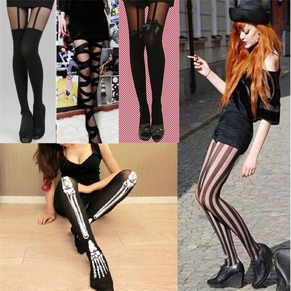 

socks & hosiery wholesale- fashion fishnet temptation sheer mock pattern jacquard pantyhose women tights mdf9, Black;white