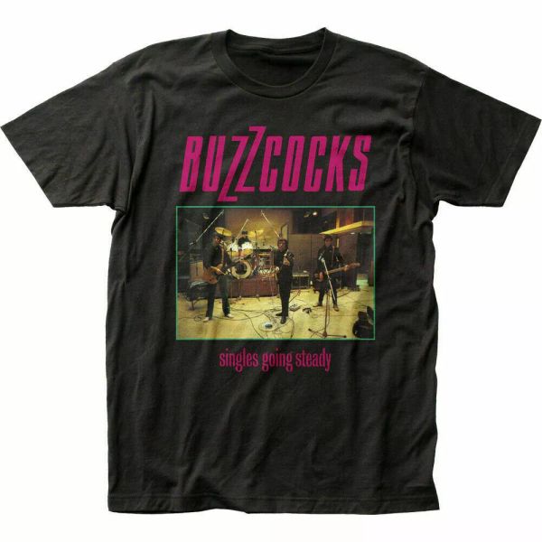 

buzzcocks singles going steady t shirt mens licensed rock n roll band tee black, White;black