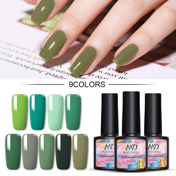

doll 8ml gel nail polish green series colorful long lasting soak off uv varnish one-s art diy design tools1, Red;pink