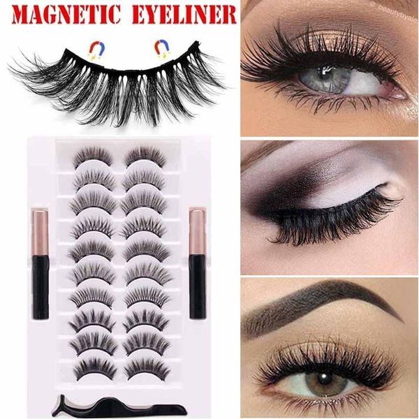 

false eyelashes magnetic 10 pair natural cilia eyeliner dramatic volume thick synthetic eye lashes makeup cilios postiÃ§o