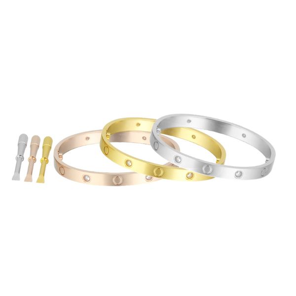 

classics 5.0 luxury jewelry gold 316l stainless steel screw bangle diamond bracelet with screwdriver mens women bangles lover bracelets, White