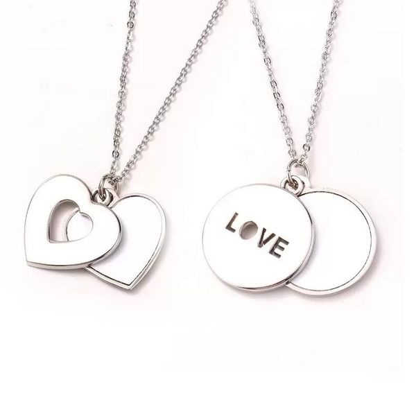

fedex personalized round lovers necklace party favor sublimation blanks love carved clavicle chain diy heat transfer heart hollow neck jewel