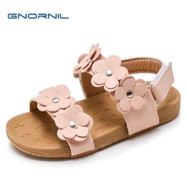 

sandals children shoes girls 2021 summer soft baby toddler kids for girl pu leather fashion flower casual princess flat, Black;red