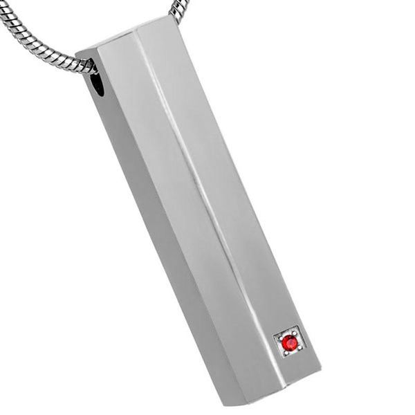 

pendant necklaces sjfe993 memorial urn jewelry with red zircon 316l stainless steel ashes holder keepsake cremation, Silver