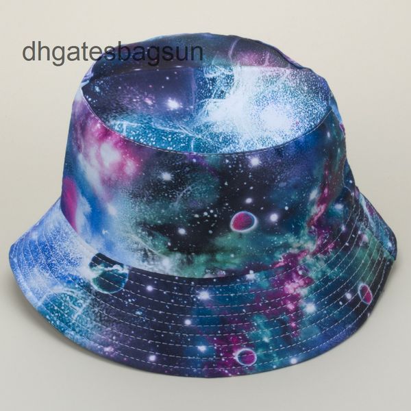 

brand cap and carves fisherman's hat hip hop star double sided sun series galaxy, Blue;gray