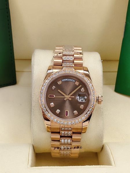 

diamond watches mens automatic movement mechanical wristwatches 41mm 36mm women watchs rose aaa reloj luxury designer blue brown dial, Slivery;brown