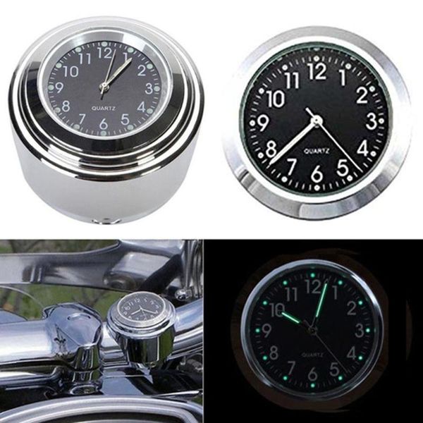 

handlebars universal 7/8" alloy waterproof glow motorcycle motor handlebar mount quartz clock watch luminous dial moto accessories