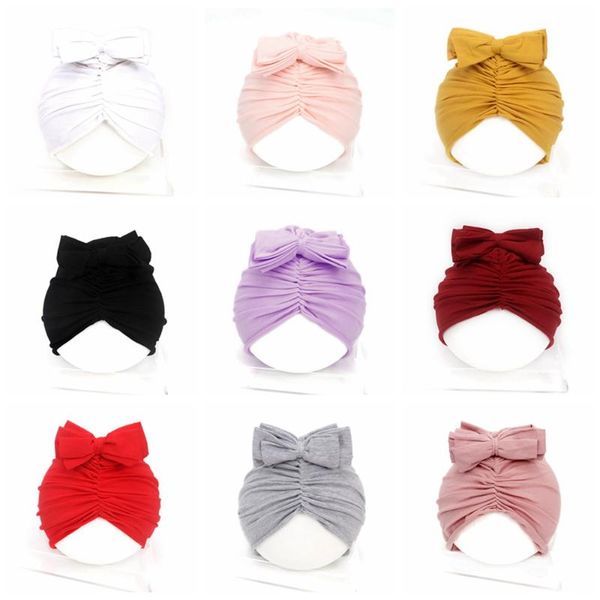 

caps & hats born solid color bowknot turban hat fashion handmade bows baby girls cap infant headwear hair accessories clothing decoration, Yellow