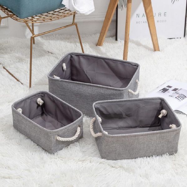 

3pcs/set collapsible fabric storage basket bin box laundry organizer with rope handle for kids toy book clothes closet home baskets