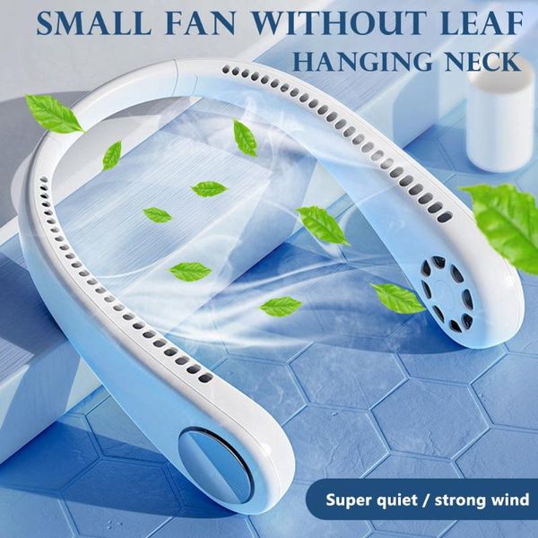 

electric fans mini usb portable hanging neck fan rechargeable battery ultra quiet wind wearable handheld air cooler conditioner for room