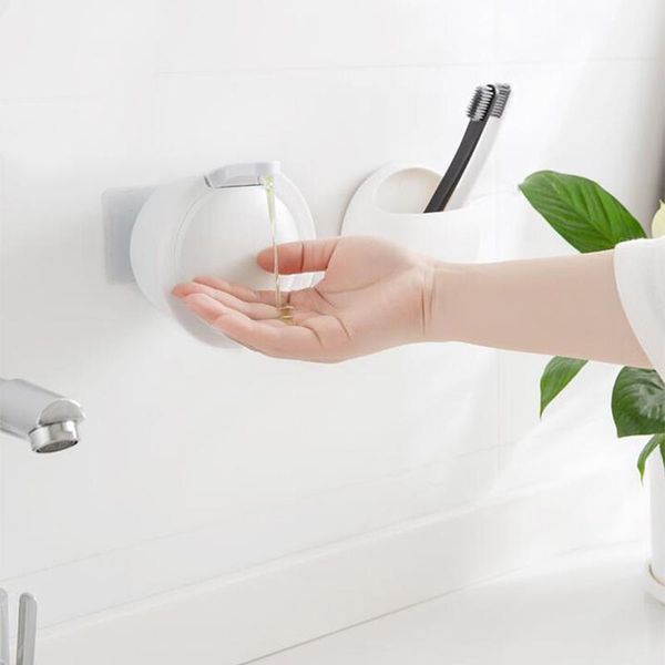 

liquid soap dispenser small wall mounted punching plastic sanitizer shampoo for bathroom kitchen el