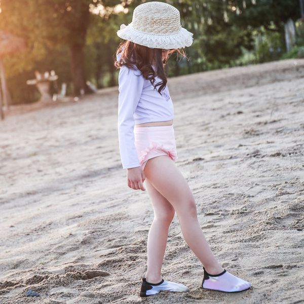 

middle ins new korean version school children's fashion princess little baby girls' split swimsuit, White;black