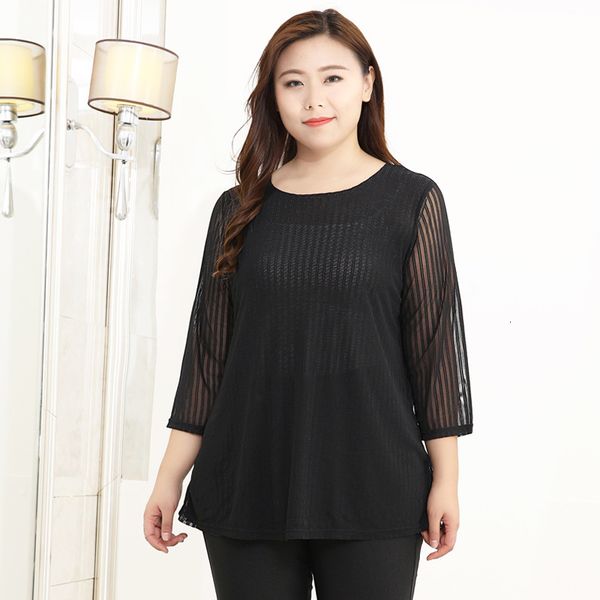 

tee plus size 10xl 8xl 6xl 3/4 spring tshirts femme black neck 2021 t-shirt style for mujer, White