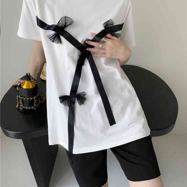 

women's t-shirt designer white t shirt women crewneck short sleeve tees summer bow kawaii casual korean tshirt fashion 7ul0