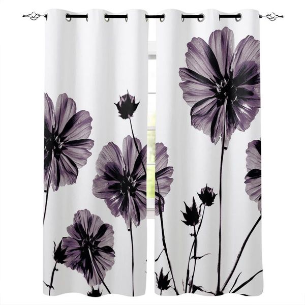 

curtain & drapes purple artistic flowers window curtains home decor bedroom kitchen items for living room