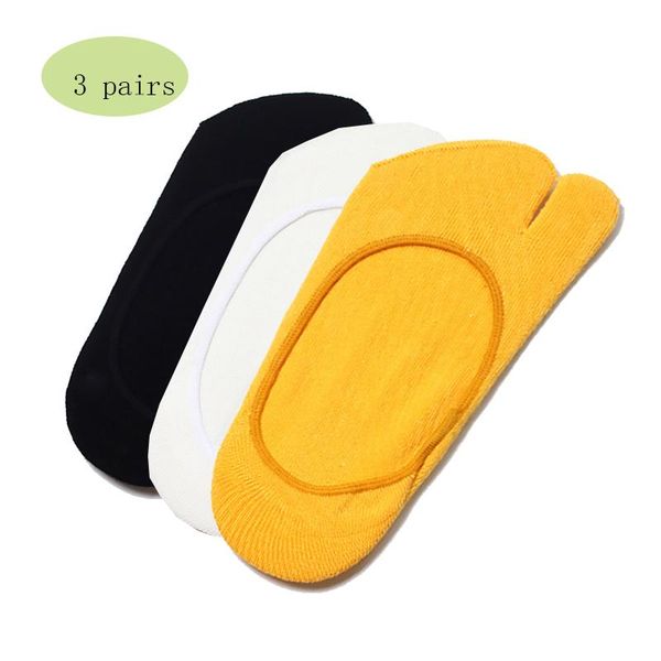 

pairs summer women tabi geta socks japanese style low cut crew flip flop sandal split no show cotton sock for femme sports, Black