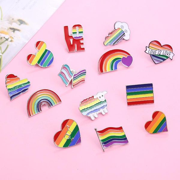 

rainbow lgbt brooch cartoon heart flag sheep mouse enamel pins lesbians gays pride badge lover clothes lapel pin gift 13 colors, Blue