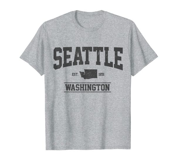 

seattle washington est. 1851 state map souvenir gift t-shirt, White;black