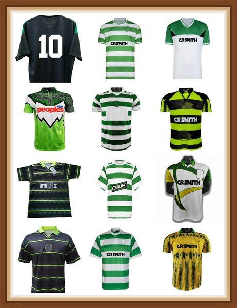 

82 84 86 89 celtic retro soccer jerseys 1991 1992 1998 1999 football shirts larsson classic vintage sutton 1995 1997 1980 kits top, Black;yellow