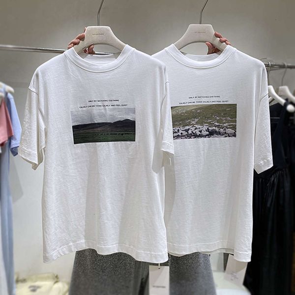 

women's t-shirt short 2021 summer korean version ins fashion simple printing loose and thin versatile half sleeve clothes 4l3j, White