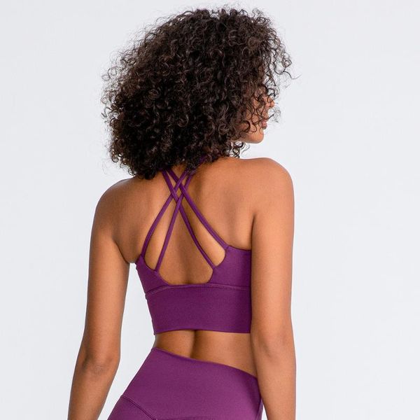 

yoga outfit lichtgewicht zachte gewatteerde workout gym bra lenses underwire cross high impact woman sports training straps active