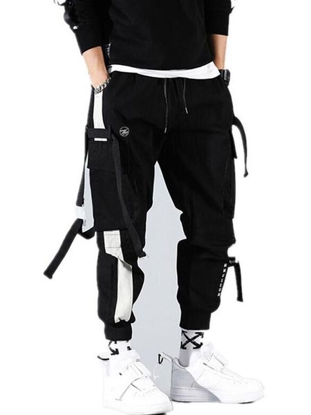 

men's pants jogger hip hop sweatpants streetwear pockets boys joggers trousers tactical mens cargo harem men clothes, Black