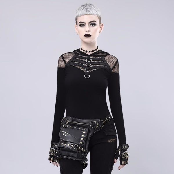 

women waist bag female fanny pack belt bags small leg steampunk gothic messenger hip hop bum fashion purse d19