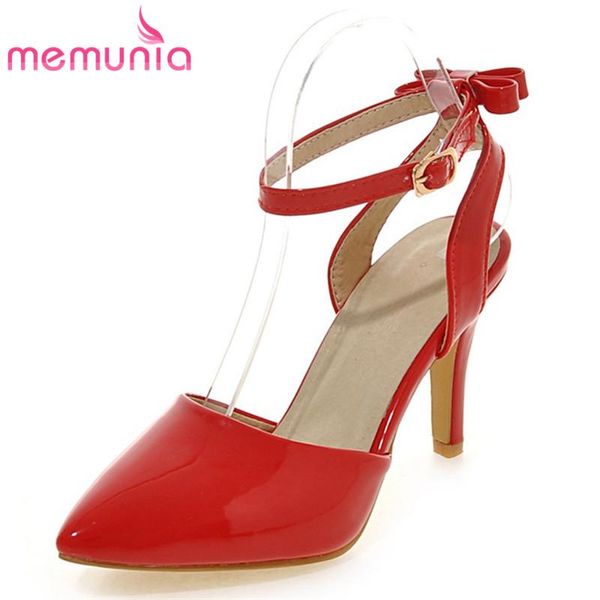 

summer women sandals wedding party shoes stiletto high heels pointed toe pu patent leather woman, Black