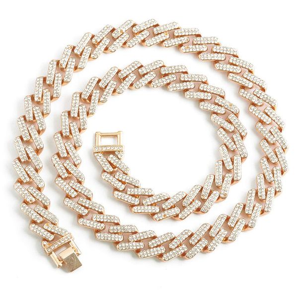 

iced out miami cuban link chain necklace hip hop bling heavy thick full crystal choker for men cool jewelry gift pendant necklaces, Silver