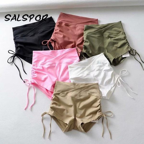 

women's shorts salspor plus size sport women high waist summer gym running drawstring workout short bottoms energy push up, White;black