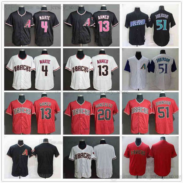 

2022 News 13 Nick Ahmed Baseball Jerseys Stitched 51 Randy Johnson 20 Luis Gonzalez 4 Starling Marte Red White Black Jersey, 2020 style