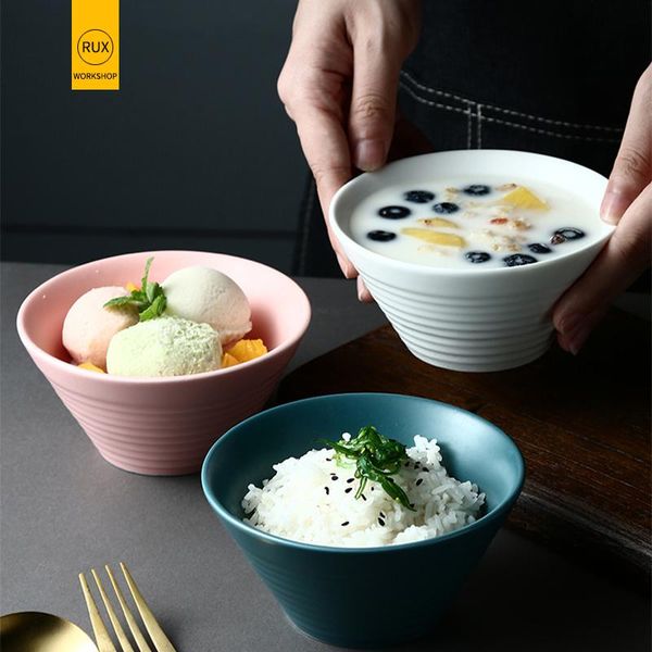 

bowls rux workshop nordic style ceramic bowl dinner dessert salad eco-friendly ice cream creative fruit 8 colors