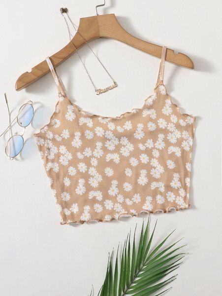 

lettuce trim daisy floral crop cami b5np#, White