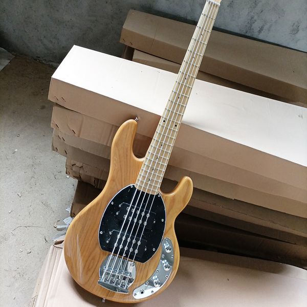 Colore di legno naturale per chitarra elettrica 5 corde personalizzate con tastiera di acero per corpo di cenere