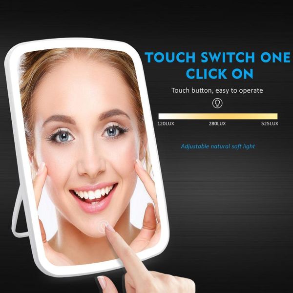 

compact mirrors led makeup mirror intelligent portable deskladies light adjustable women girls rectangle usb rechargeable