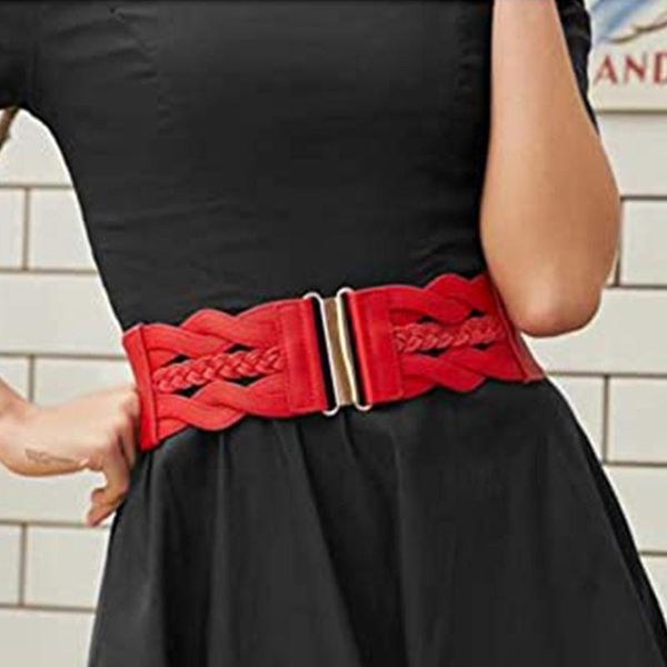 

belts wide elastic belt solid color corset metal buckle lady fashion cummerbands stretch cinch waistband women waist, Black;brown
